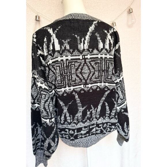 Vintage 1980's Uniform Code Black & White Knitted Sweater Medium - Picture 6 of 9